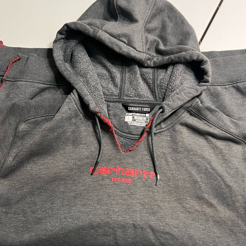 Carhartt Force Relaxed Fit Large DIY Cut Sleeve Gray Red